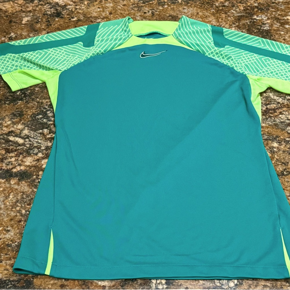 Nike slim fit dri fit size small, neon green and emerald green shirt